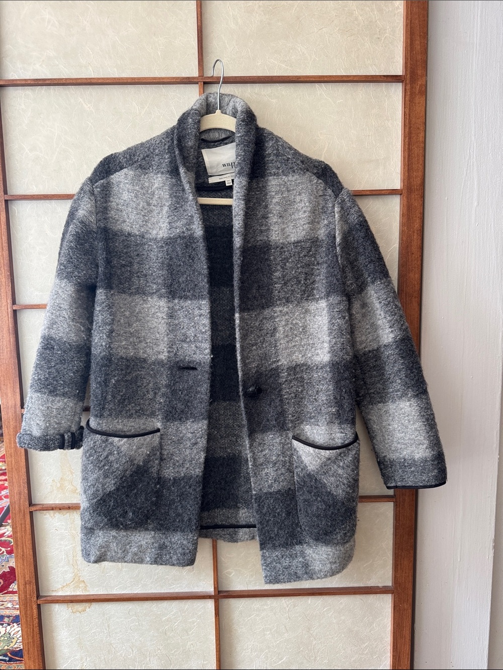 Aritzia Wilfred Free Off Duty Grey Plaid Coat Jacket